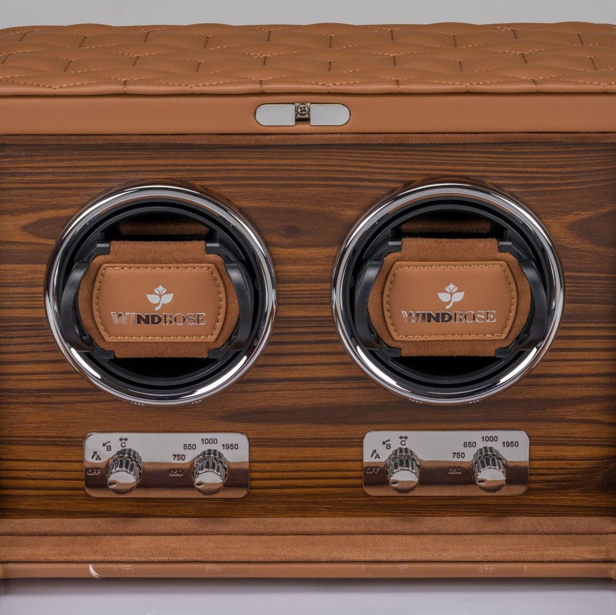 WINDROSE | Uhrenbeweger Noblesse 2 Uhren Lederimitat Holzfurnier braun (851212.12)