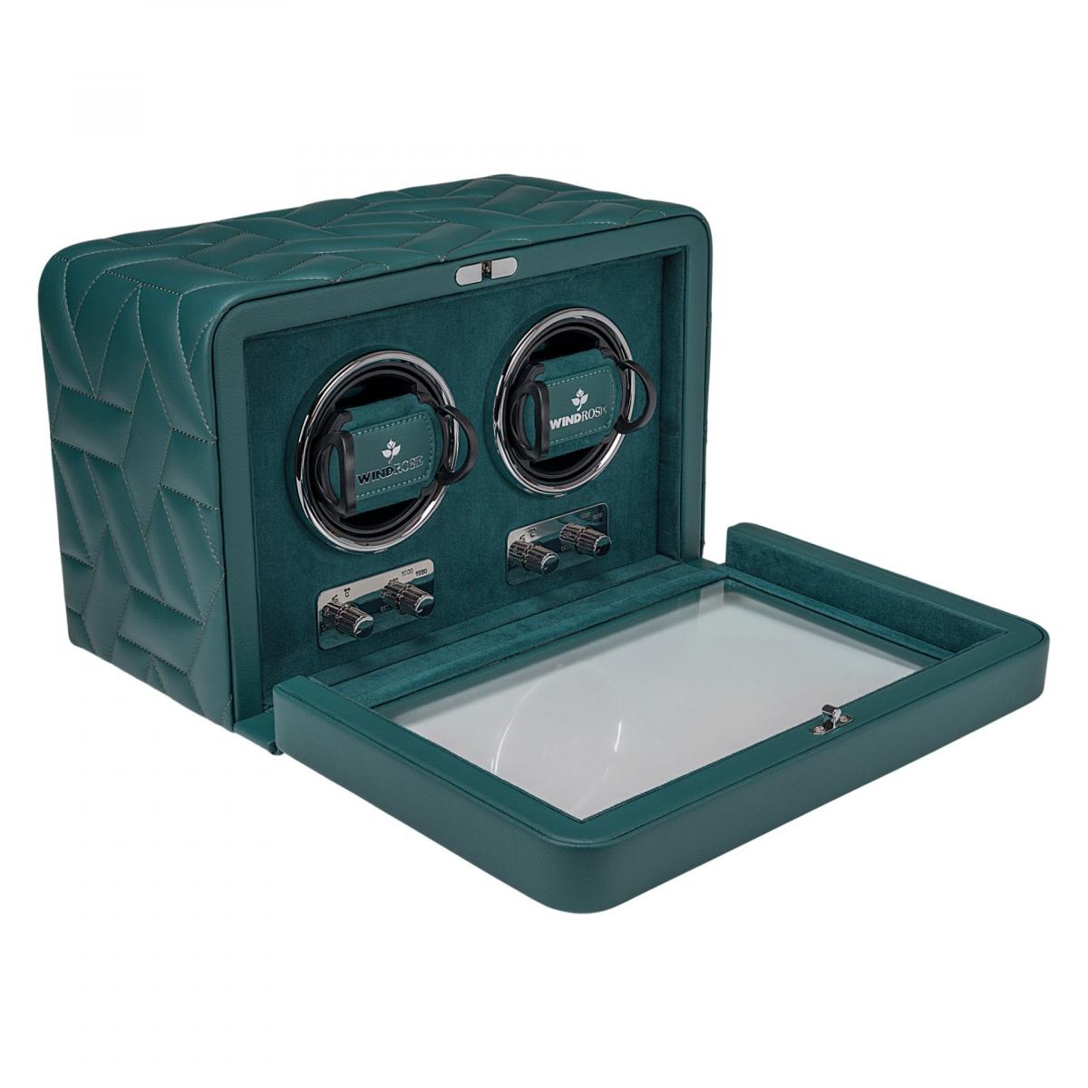 WINDROSE | Uhrenbeweger Noblesse 2 Uhren Lederimitat Velours petrol (851302.13)