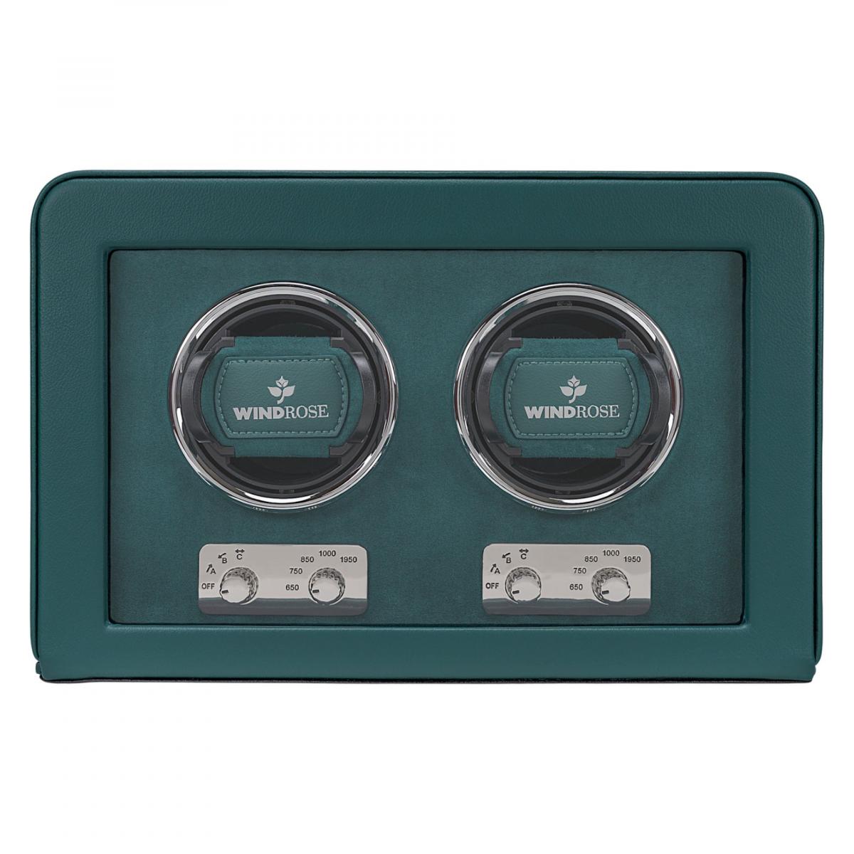 WINDROSE | Uhrenbeweger Noblesse 2 Uhren Lederimitat Velours petrol (851302.13)