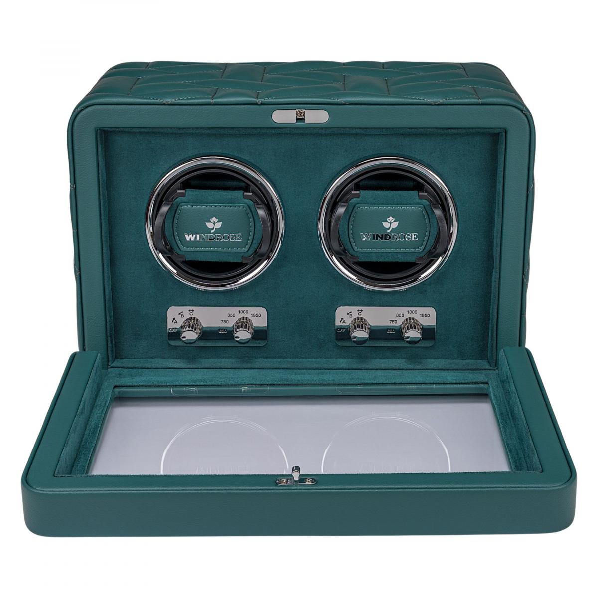 WINDROSE | Uhrenbeweger Noblesse 2 Uhren Lederimitat Velours petrol (851302.13)