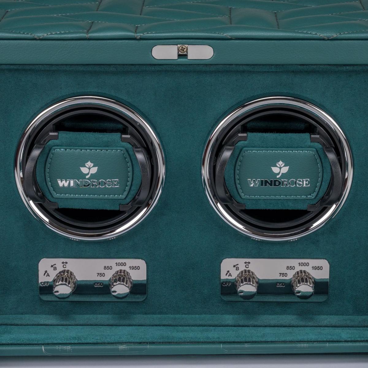 WINDROSE | Uhrenbeweger Noblesse 2 Uhren Lederimitat Velours petrol (851302.13)