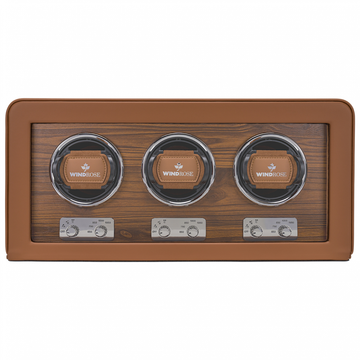 WINDROSE | Uhrenbeweger Noblesse 3 Uhren Lederimitat Holzfurnier braun (851213.12)