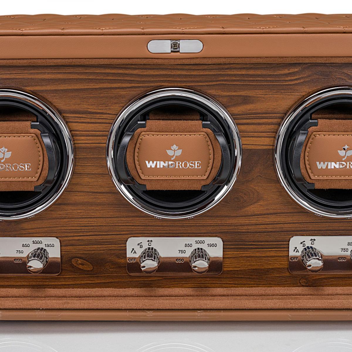 WINDROSE | Uhrenbeweger Noblesse 3 Uhren Lederimitat Holzfurnier braun (851213.12)