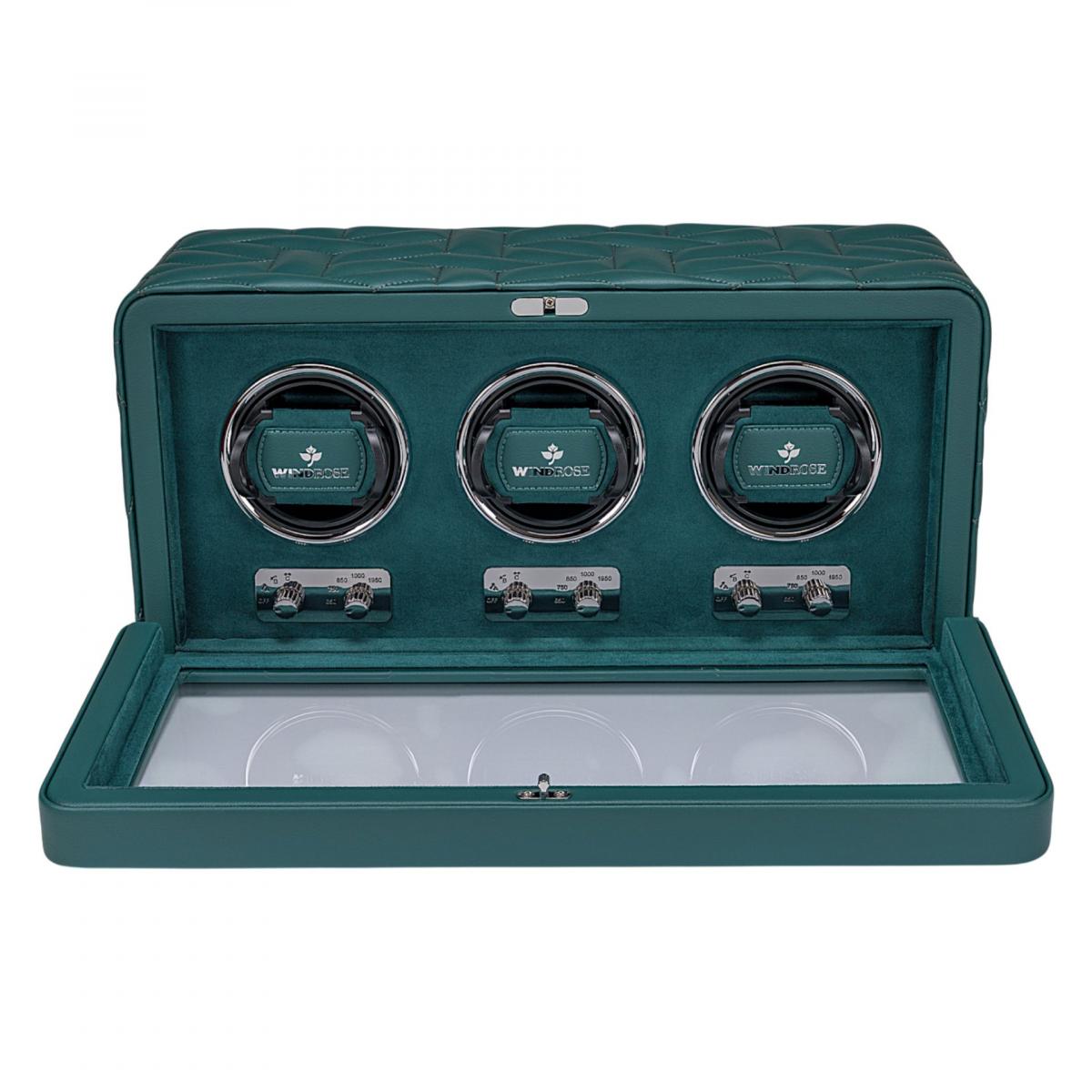 WINDROSE | Uhrenbeweger Noblesse 3 Uhren Lederimitat Velours petrol (851303.13)