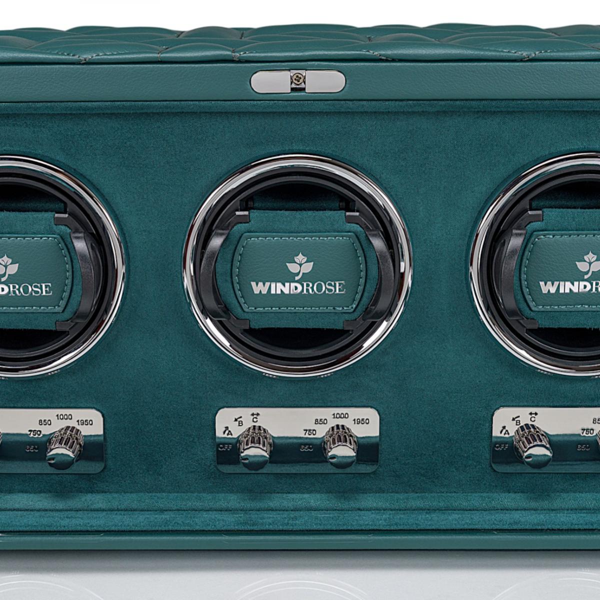 WINDROSE | Uhrenbeweger Noblesse 3 Uhren Lederimitat Velours petrol (851303.13)