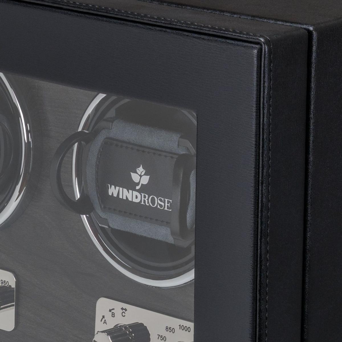 WINDROSE | Uhrenbeweger Ambiance 4 Uhren Leder Holzfurnier schwarz (851114.08)