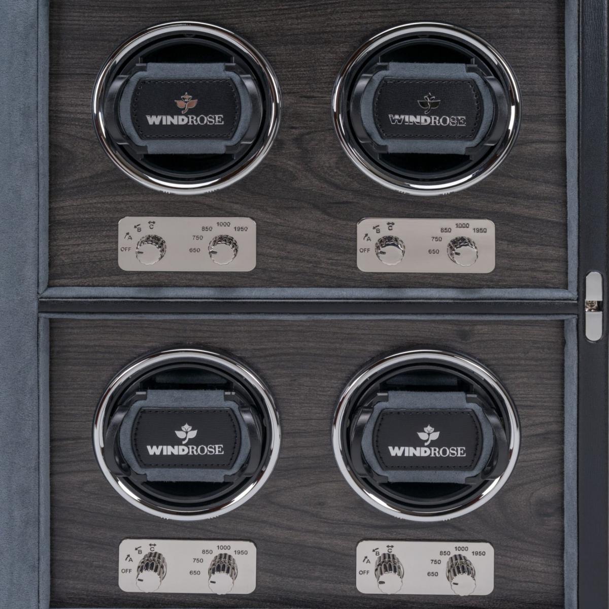 WINDROSE | Uhrenbeweger Ambiance 4 Uhren Leder Holzfurnier schwarz (851114.08)