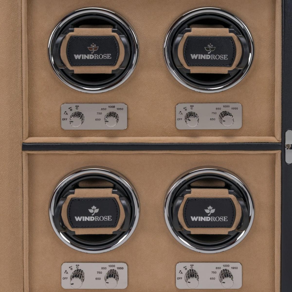 WINDROSE | Uhrenbeweger Ambiance 4 Uhren Leder Velours schwarz (851104.08)