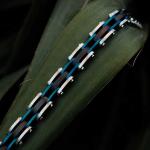 HOLZKERN | Bandlett Armband Allegro (Ahornholz / Silber & Blau)