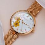 HOLZKERN | Everbloom Damen Armbanduhr (Pflaumenblüte / Gold)