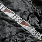 HOLZKERN | Herrenarmband Bandlett Looper Walnussholz Silber