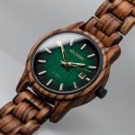 HOLZKERN | Nightbird Herren Automatikuhr (Zebrano-Grün)