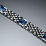 HOLZKERN | Armband Bandlett Pentachord (blauer Marmor / Silber)