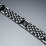 HOLZKERN | Armband Bandlett Pentachord (schwarzer Marmor / Silber)