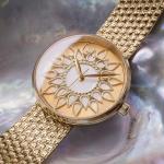 HOLZKERN | Suncatcher Damen Armbanduhr (Perlmutt / Gold)