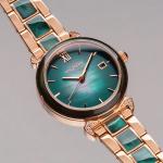 HOLZKERN | Sunglister Damen Solararmbanduhr (grün)