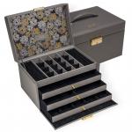 SACHER | Schmuckkoffer Lena Fleur Venice Echtleder Vollrindleder grau schwarz (77.510.561643)