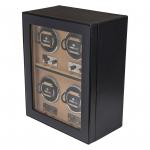 WINDROSE | Uhrenbeweger Ambiance 4 Uhren Leder Velours schwarz (851104.08)